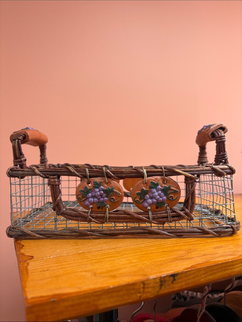 Vintage Grape Vine Wire Basket